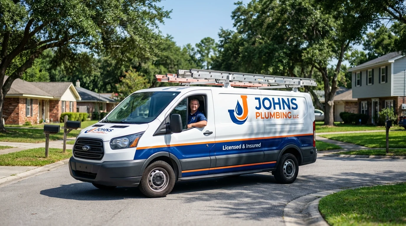 Johns Plumbing LLC service van in Pocola, OK