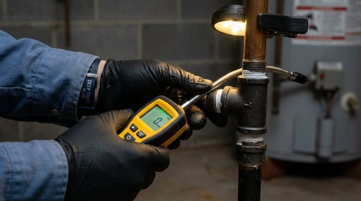 Gas leak detection with electronic sniffer by Johns Plumbing LLC in Pocola