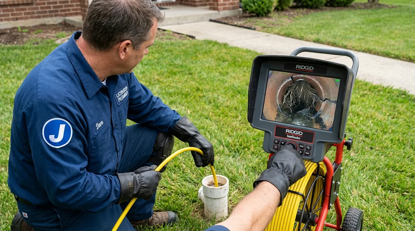 Sewer camera inspection being performed by Johns Plumbing LLC in Pocola