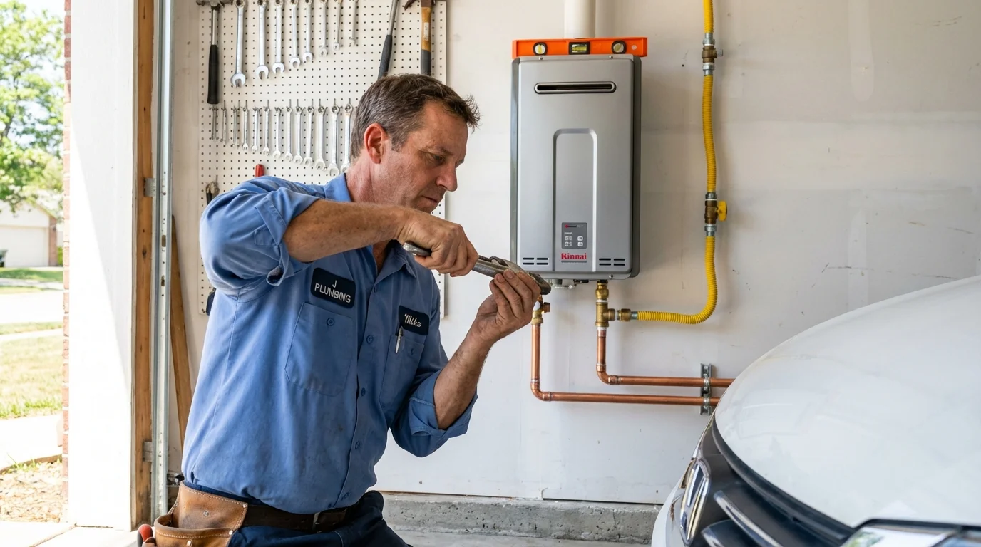 Tankless water heater installation by a Johns Plumbing LLC plumber in Pocola